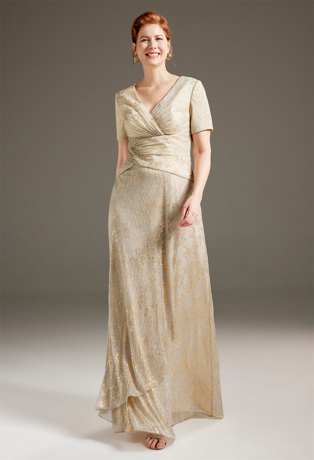 AW Genevieve Champagne  Mother of The Bride Dresses With Wraps
