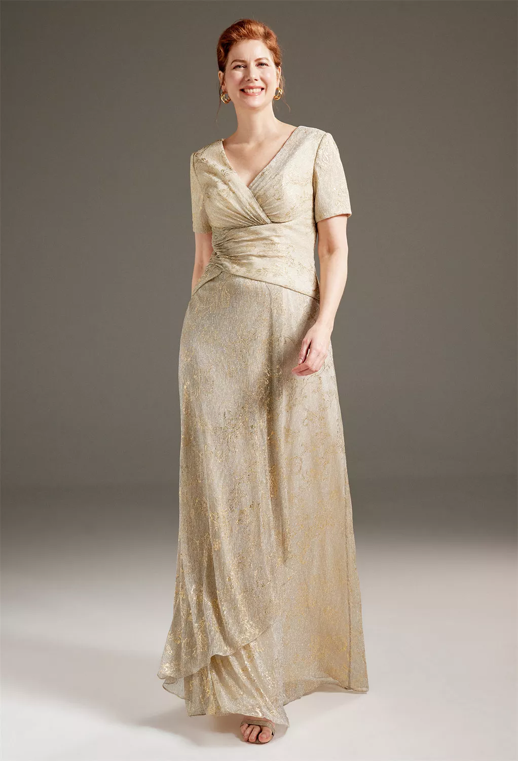 AW Genevieve Champagne  Mother of The Bride Dresses With Wraps