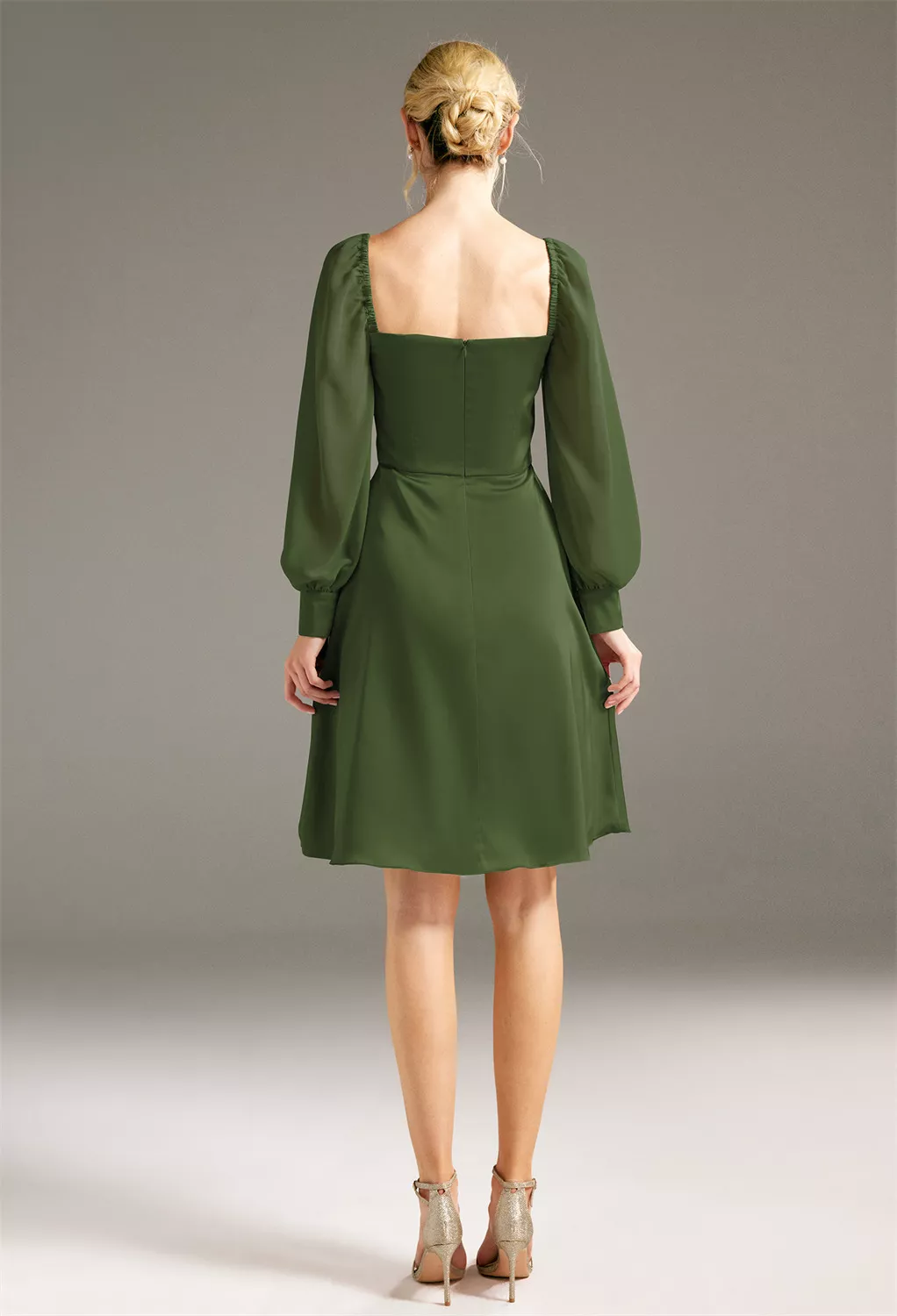 AW Jules Green Olive  Short Bridesmaid Dresses