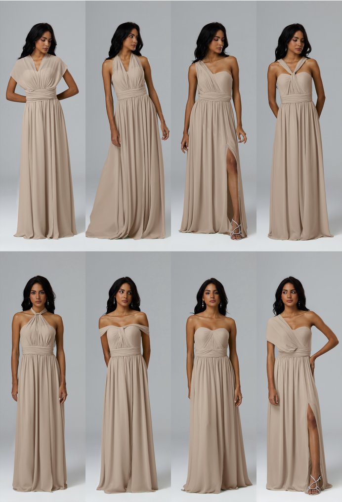 AW Annie Taupe  Convertibile Long Bridesmaid Dresses