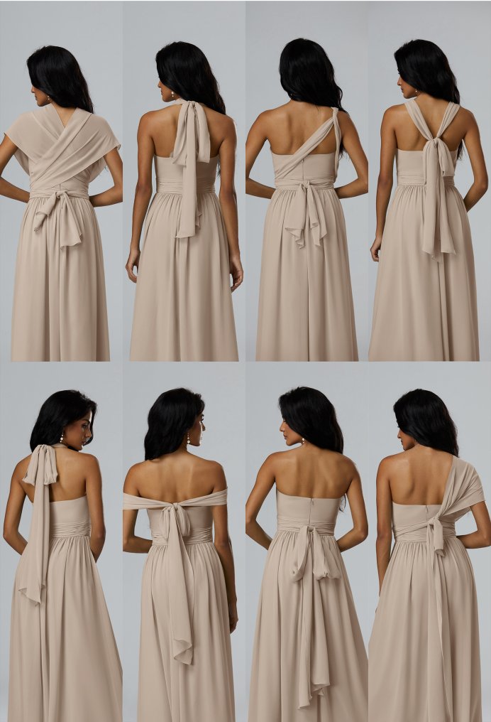 AW Annie Taupe  Convertibile Long Bridesmaid Dresses