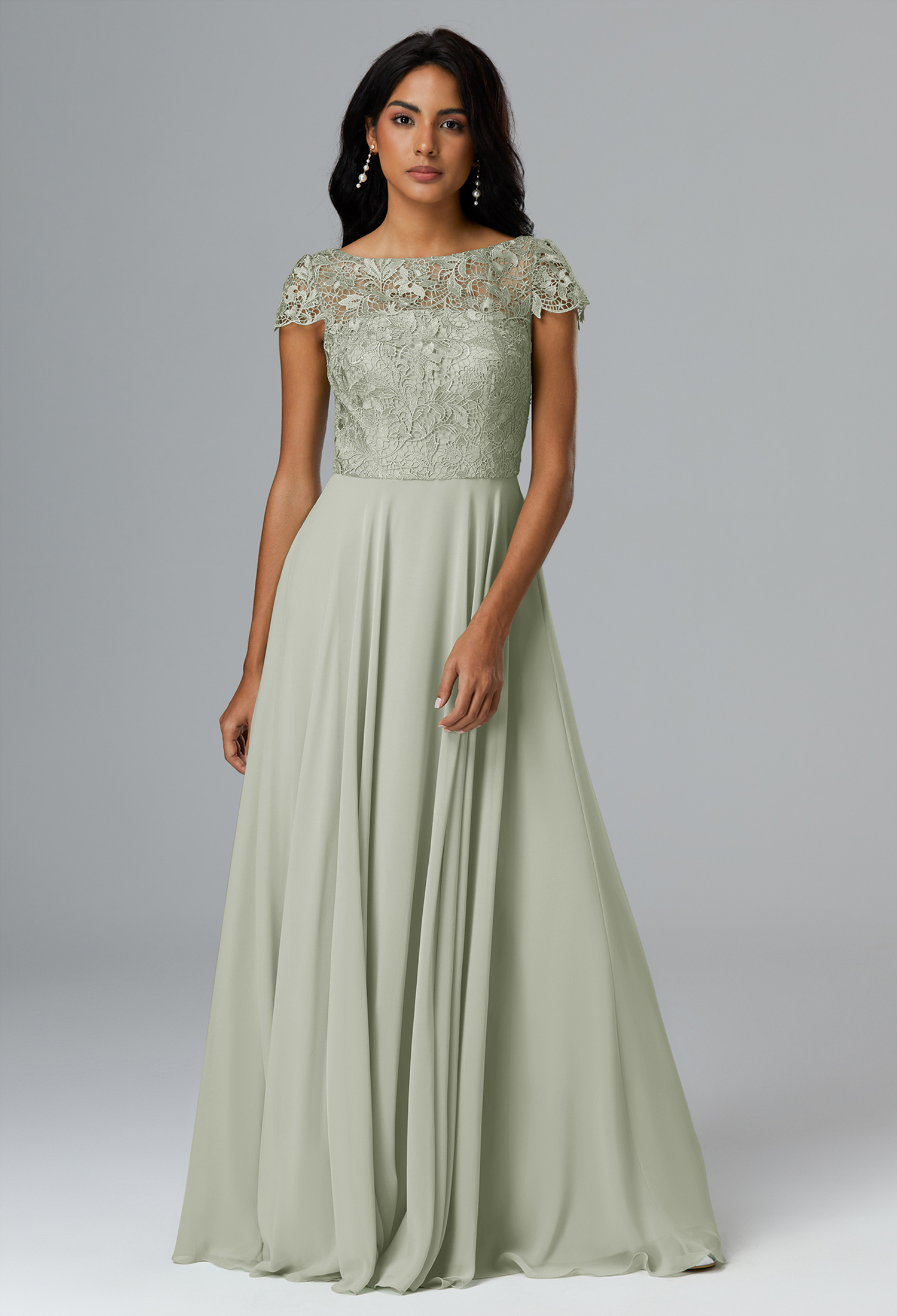 AW Katy Sage Green  Long Bridesmaid Dresses