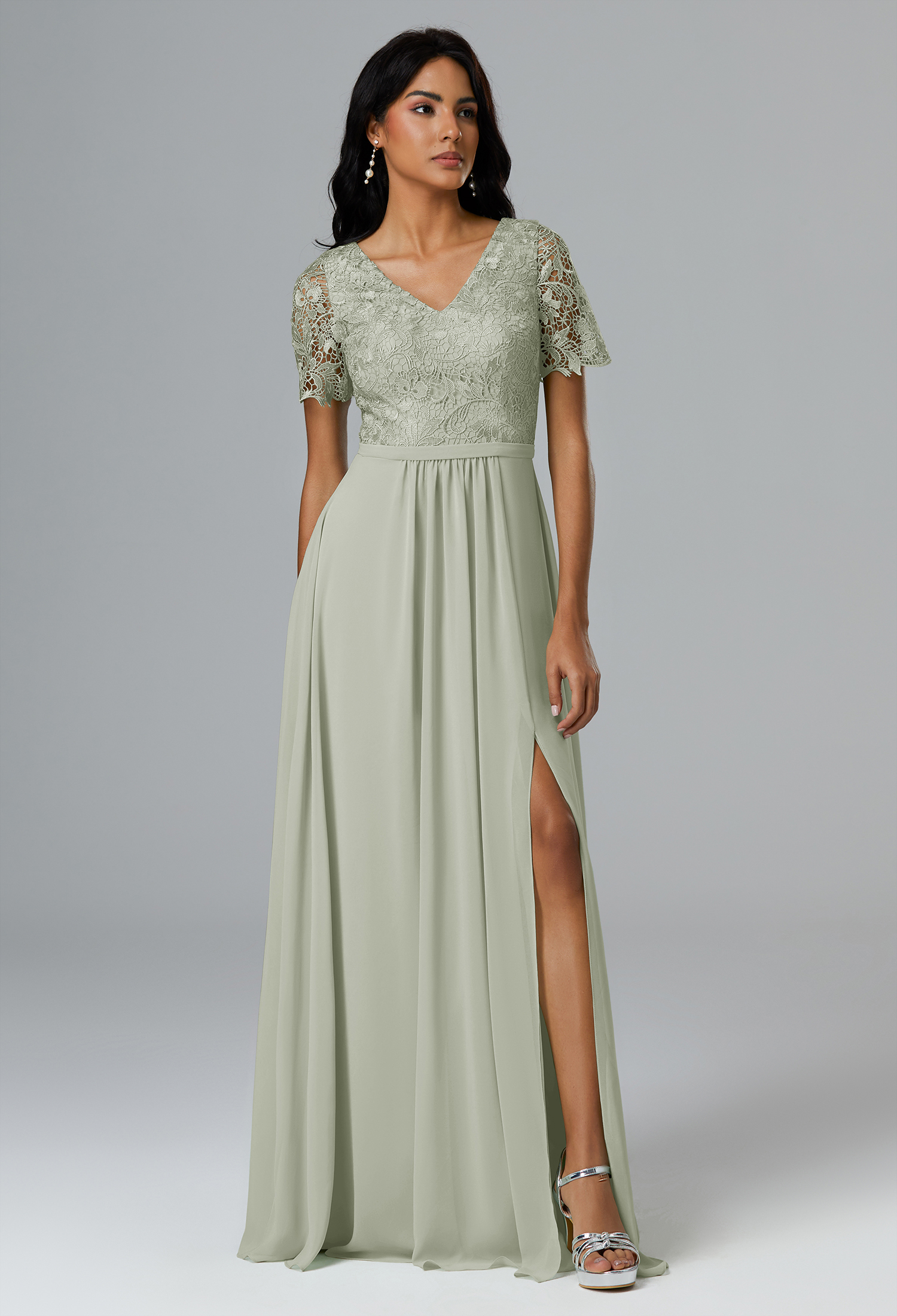 AW Anika Sage Green  Long Bridesmaid Dresses
