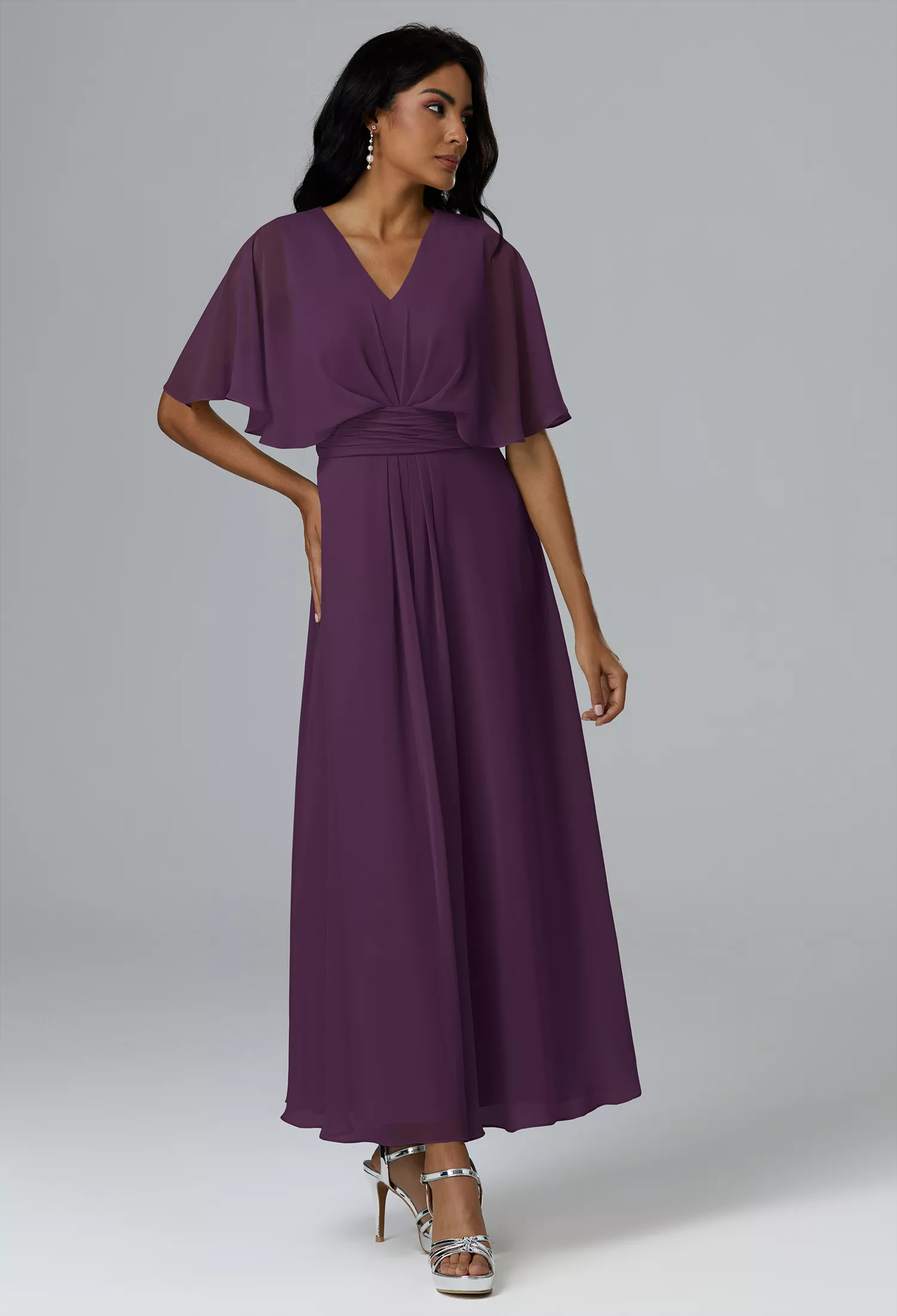 AW Keanu Grape  Long Bridesmaid Dresses