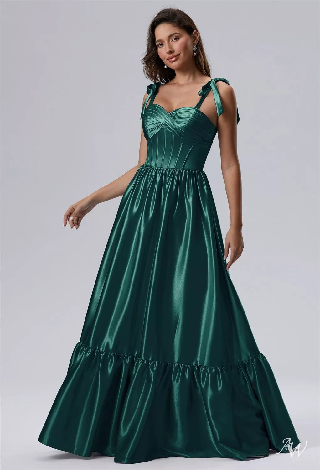 green silk dress atonement Soft Maxi Maternity Dress (Pine Green)