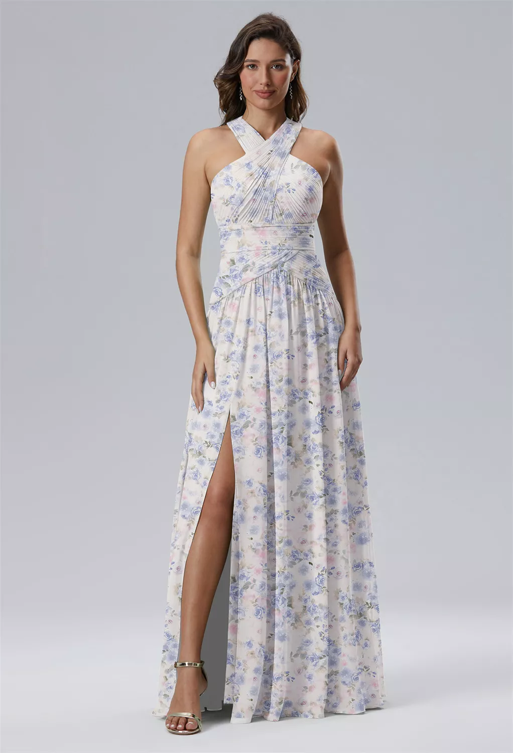 AW Evaporate Azure Purple Print  Fall Wedding Guest Dresses