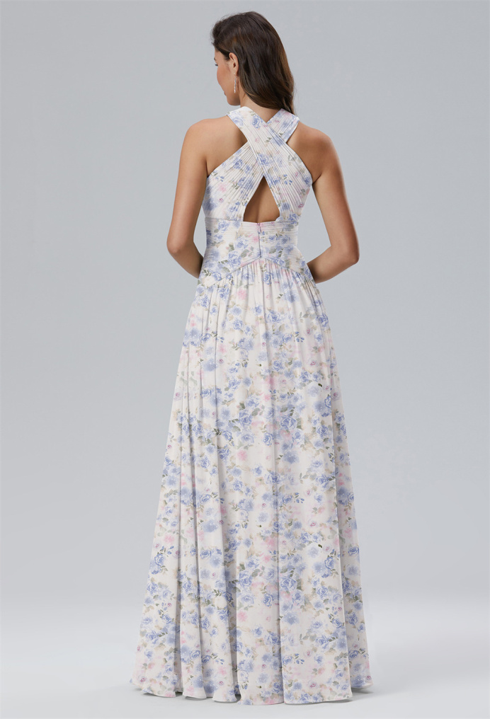 AW Evaporate Azure Purple Print  Bridesmaid Dresses