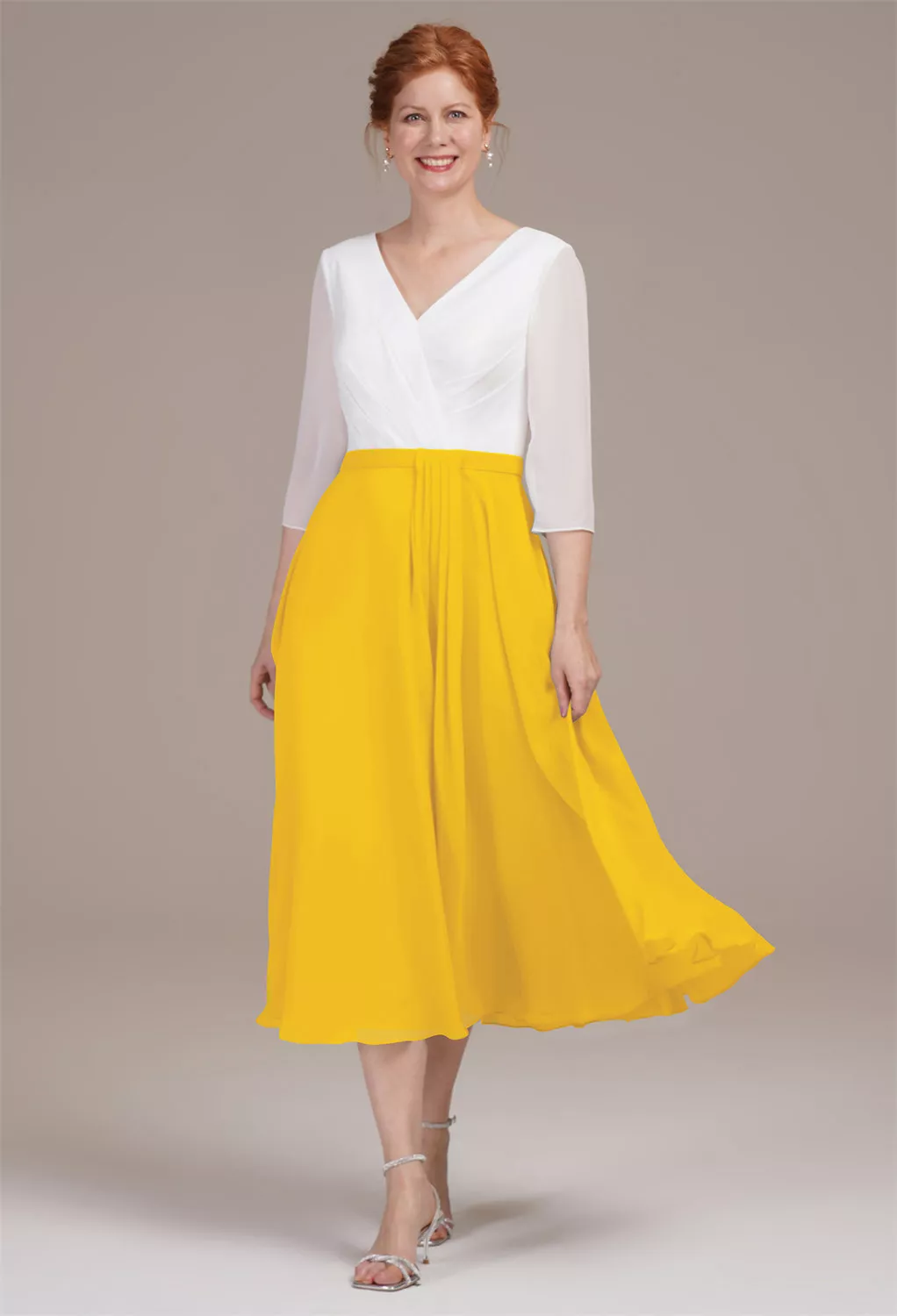 AW Difluence Mustard Yellow  Spring Mother of The Bride Dresses