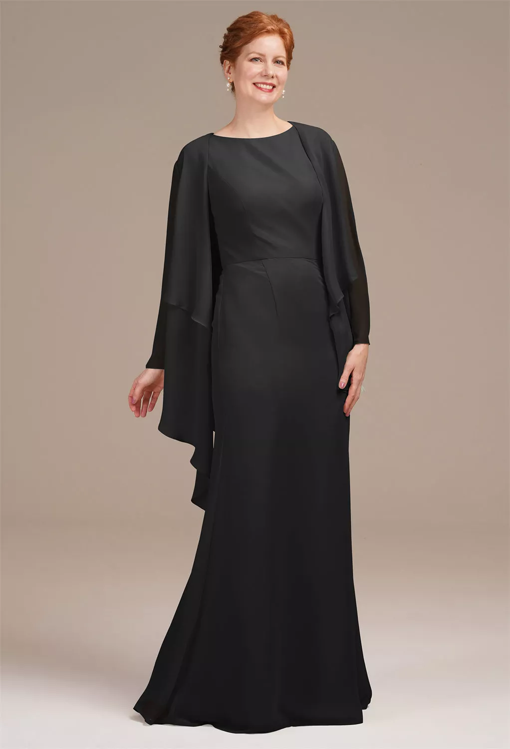 AW Urania Black  Mother of The Bride Dresses With Wraps