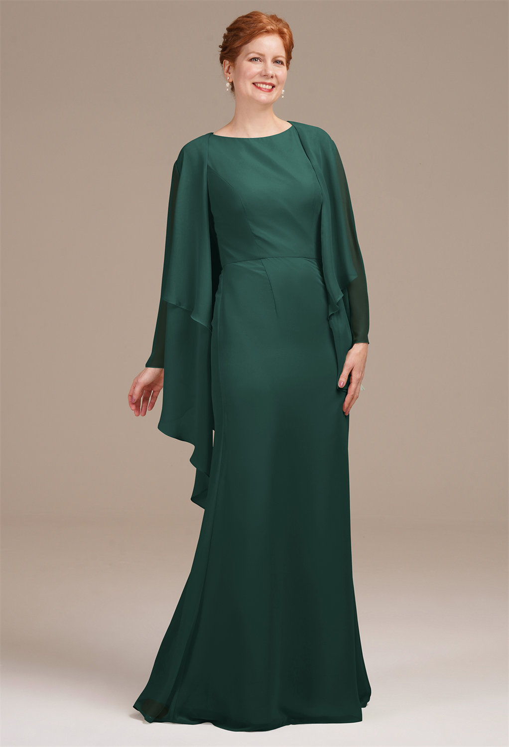 AW Urania Dark Emerald  Mother of The Bride Dresses With Wraps