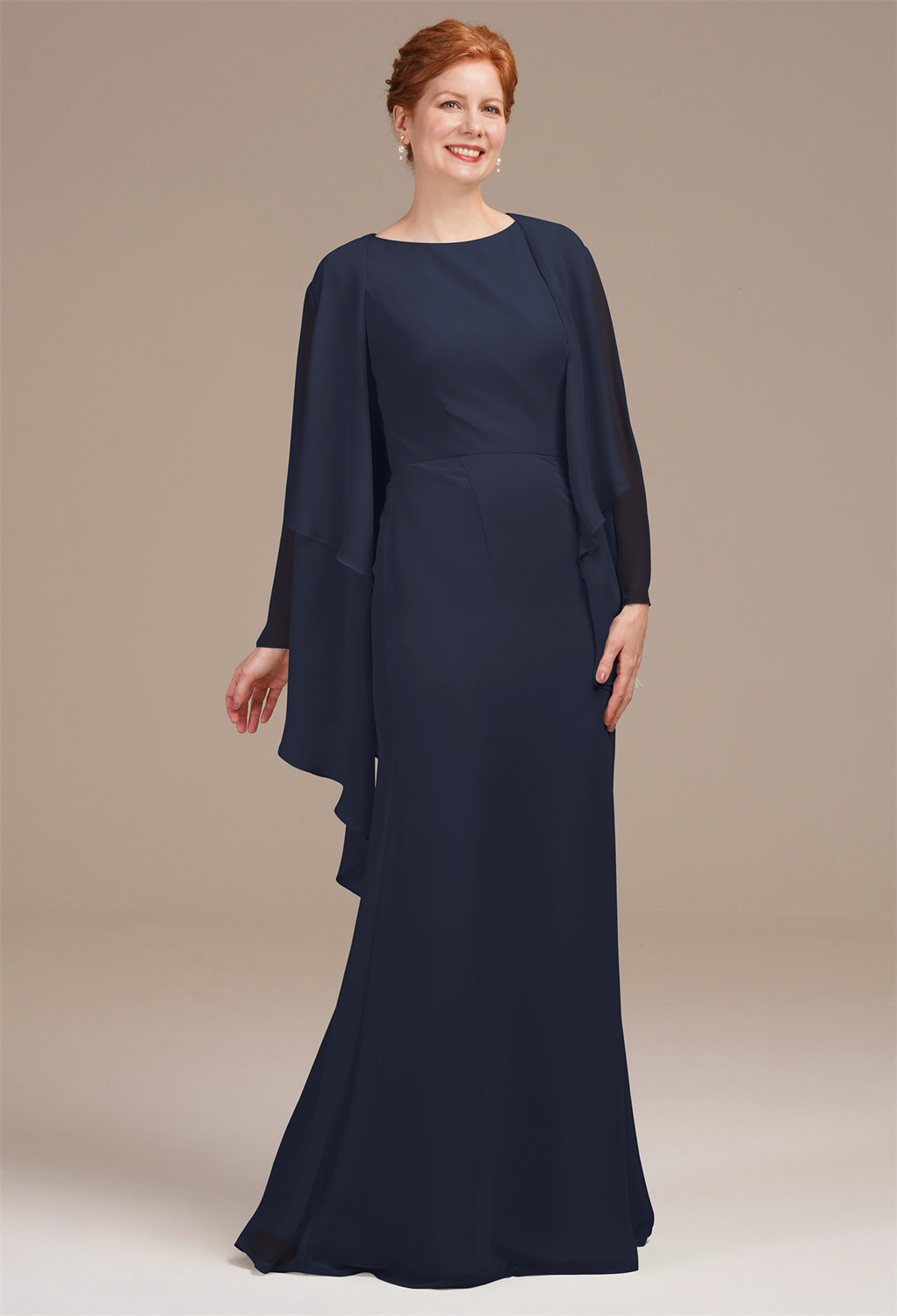 AW Urania Dark Navy  Mother of The Bride Dresses With Wraps