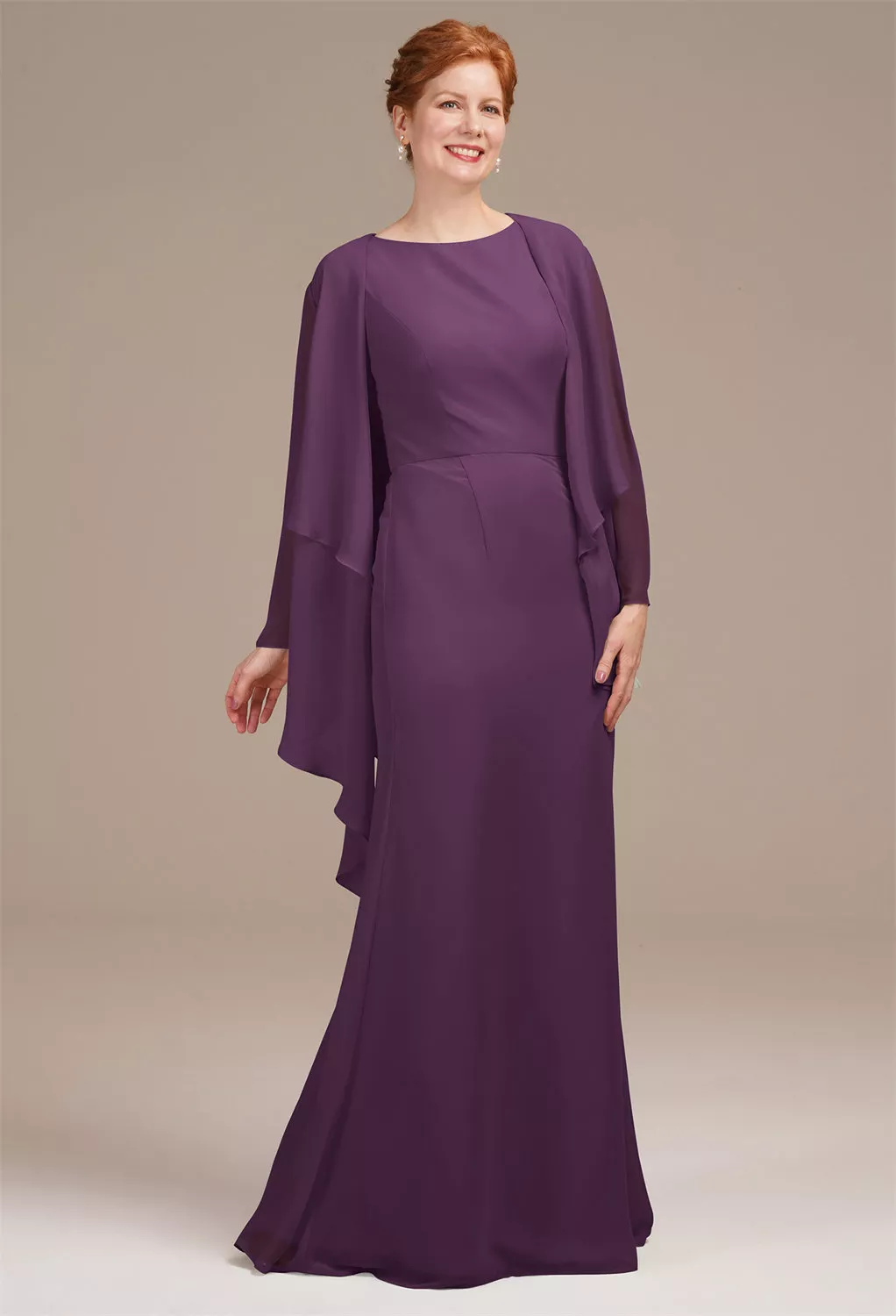 AW Urania Grape  Mother of The Bride Dresses With Wraps