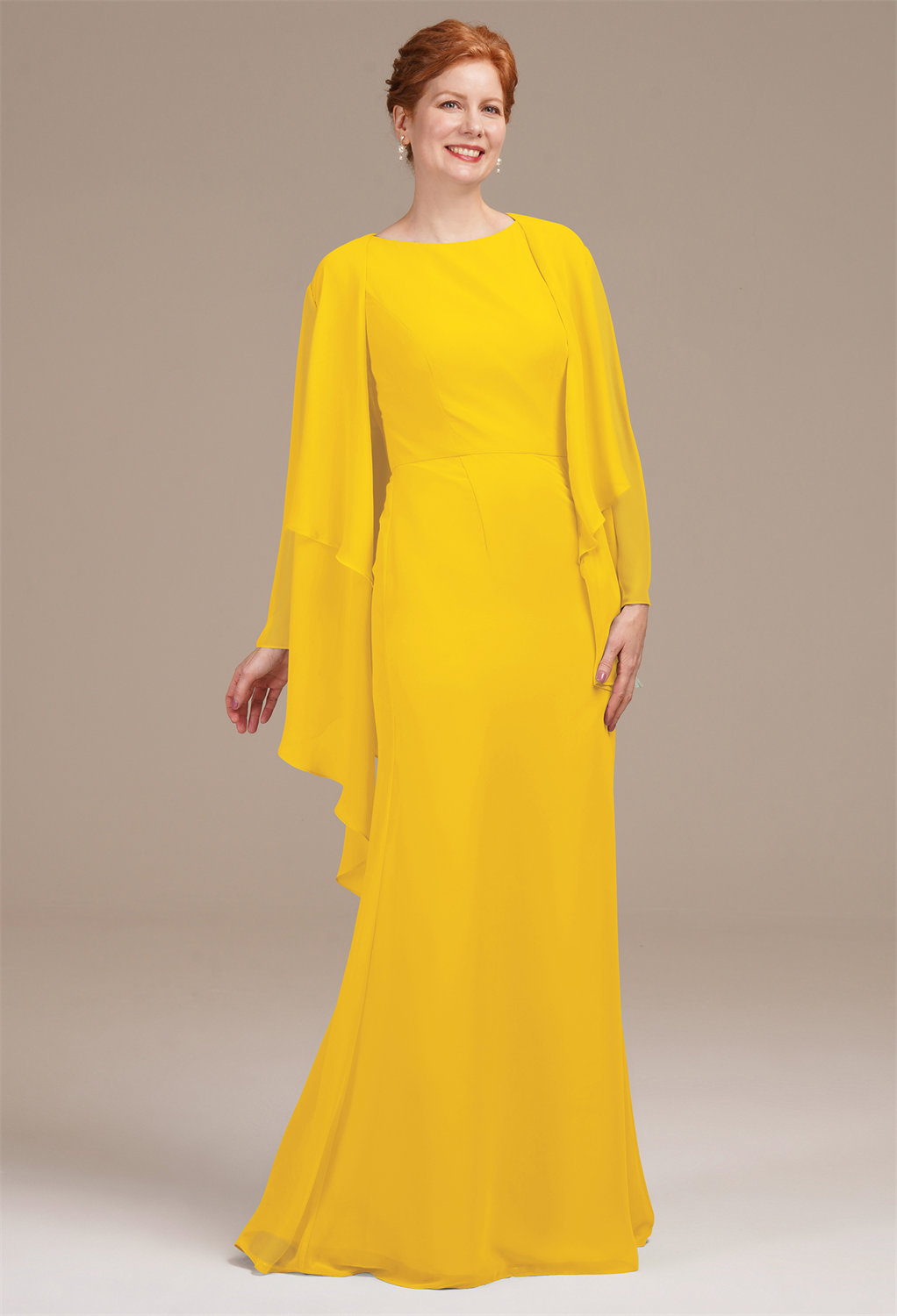 AW Urania Mustard Yellow  Mother of The Bride Dresses With Wraps