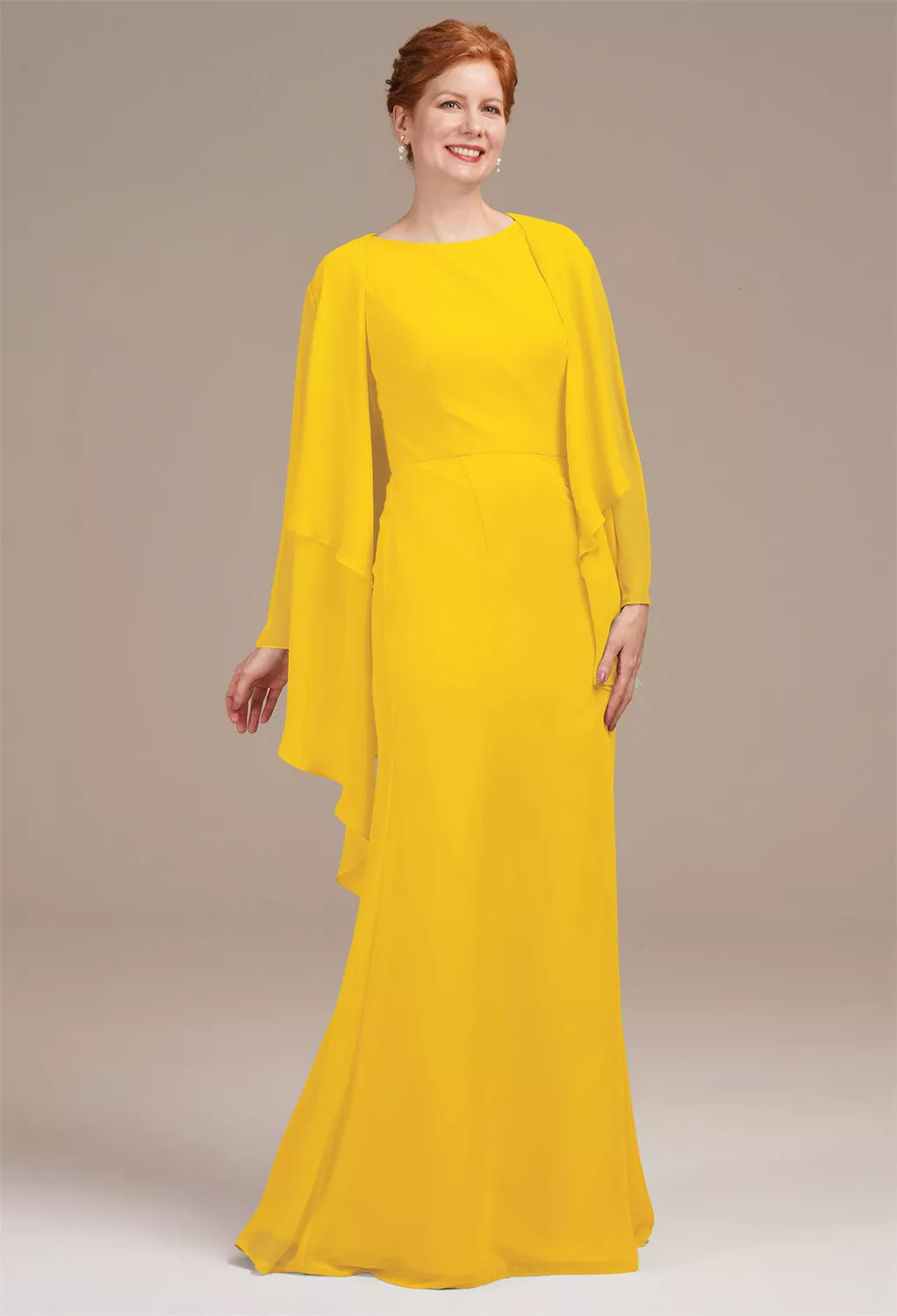 AW Urania Mustard Yellow  Mother of The Bride Dresses With Wraps