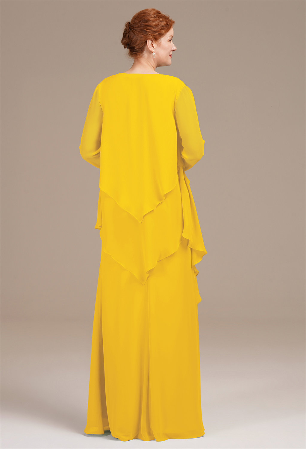 AW Urania Mustard Yellow  Mother of The Bride Dresses With Wraps