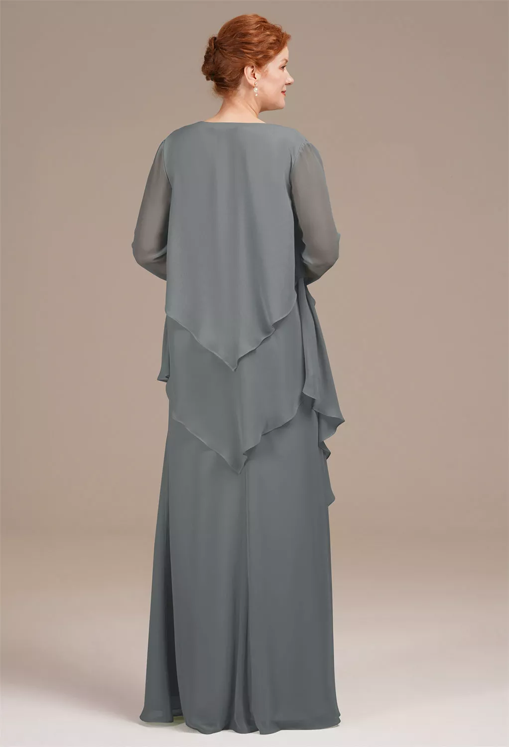 AW Urania Steel Gray  Mother of The Bride Dresses With Wraps