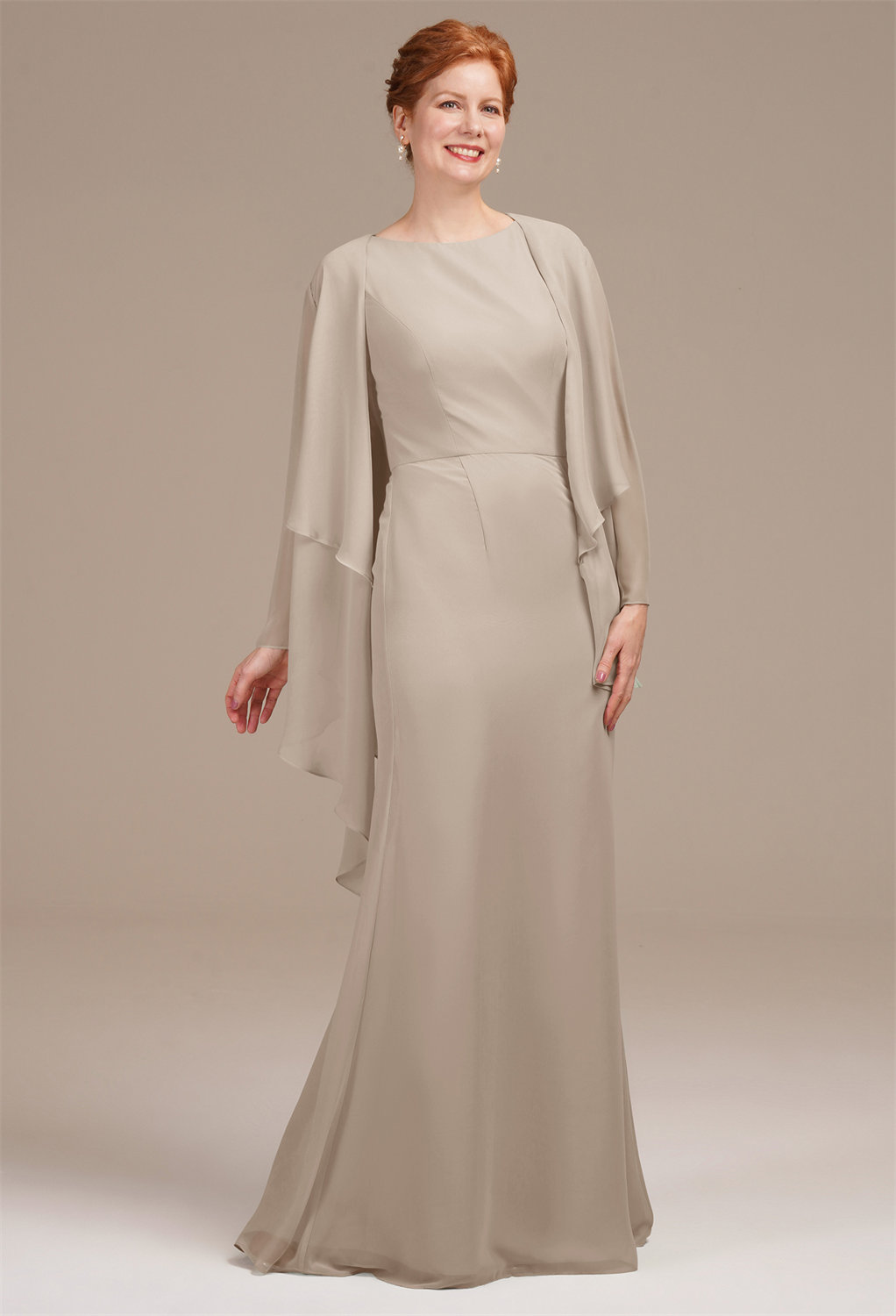 AW Urania Taupe  Mother of The Bride Dresses With Wraps