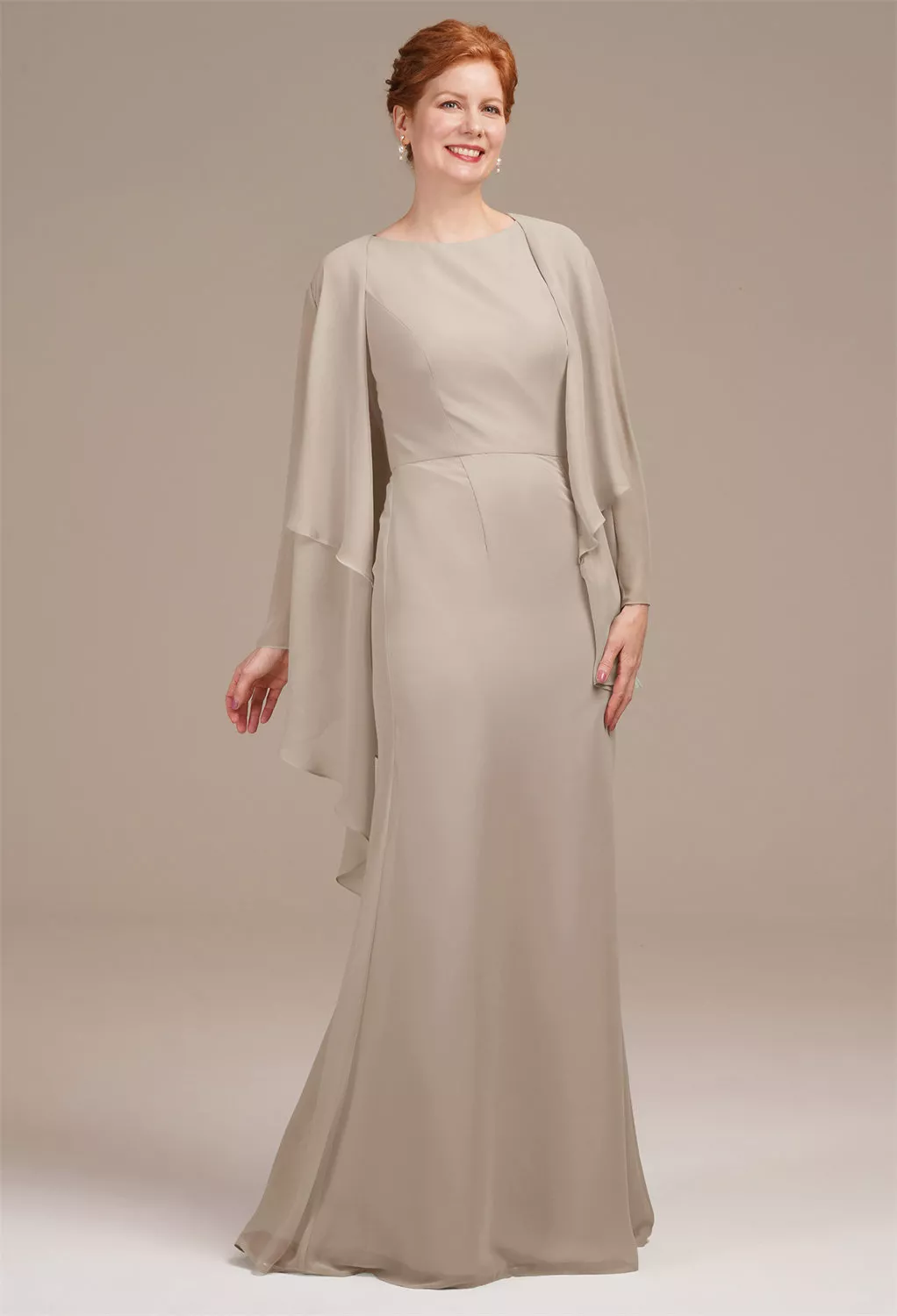 AW Urania Taupe  Mother of The Bride Dresses With Wraps