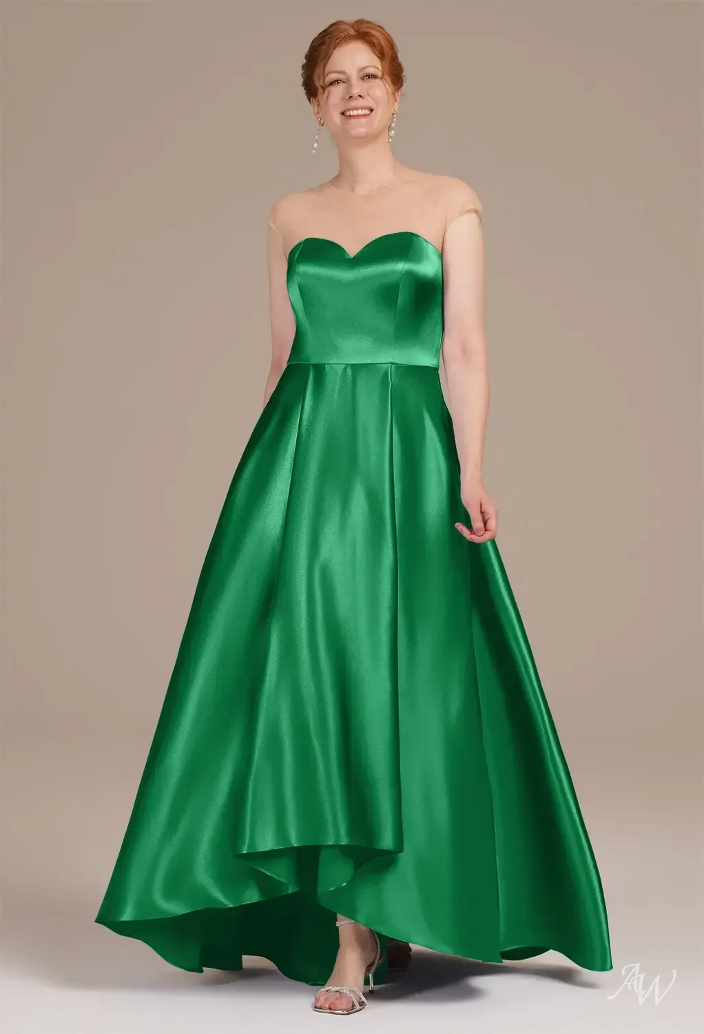 bateau dress green Wedtrend Women Dark Green Bridesmaid Dress with Slit A-Line Bateau Neck  Chiffon Wedding Party Dress with Long Sleeves – WEDTREND main image 0