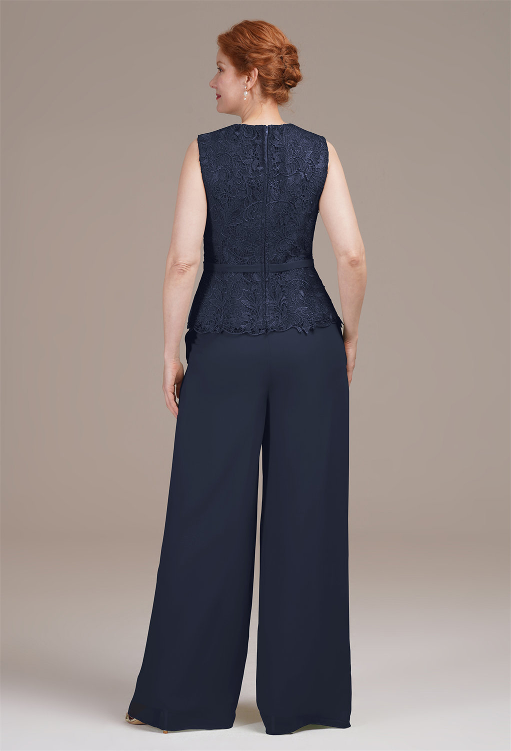 AW Geranium Dark Navy  Pants Mother of The Bride Dresses With Wraps
