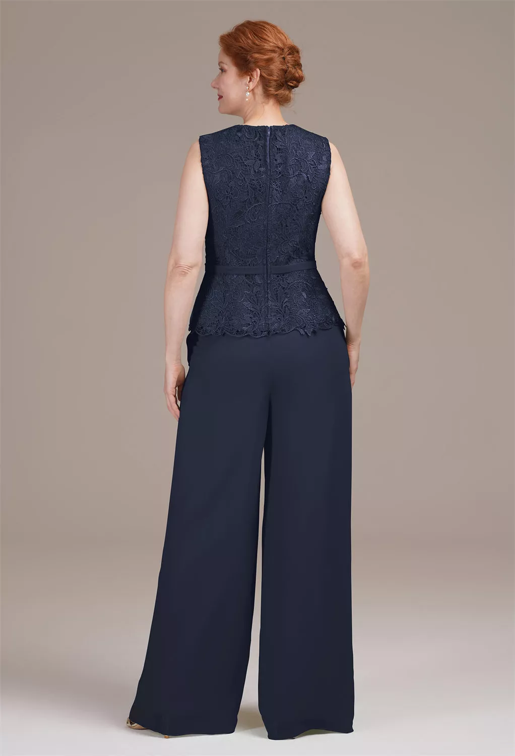 AW Geranium Dark Navy  Pants Mother of The Bride Dresses With Wraps