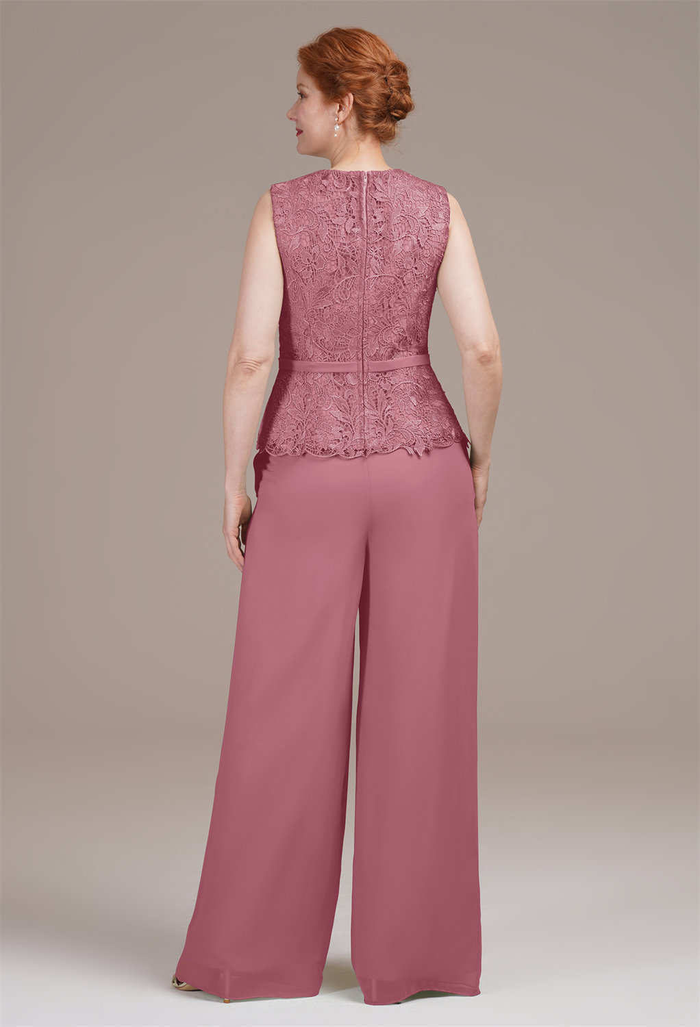 AW Geranium Desert Rose  Pants Mother of The Bride Dresses With Wraps