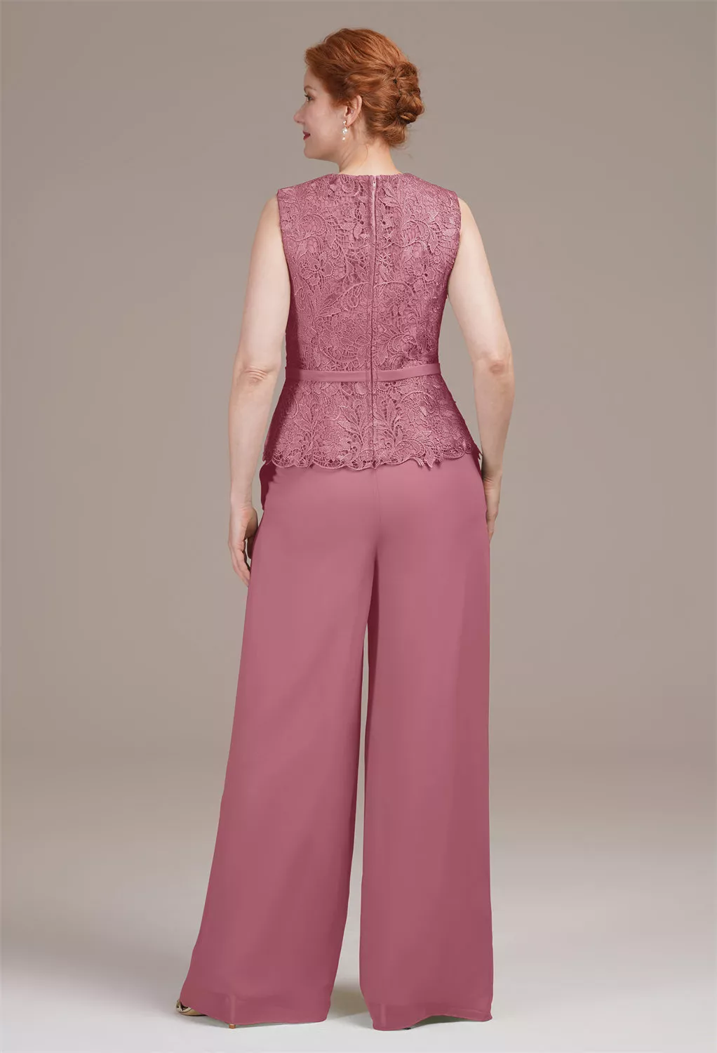 AW Geranium Desert Rose  Pants Mother of The Bride Dresses With Wraps