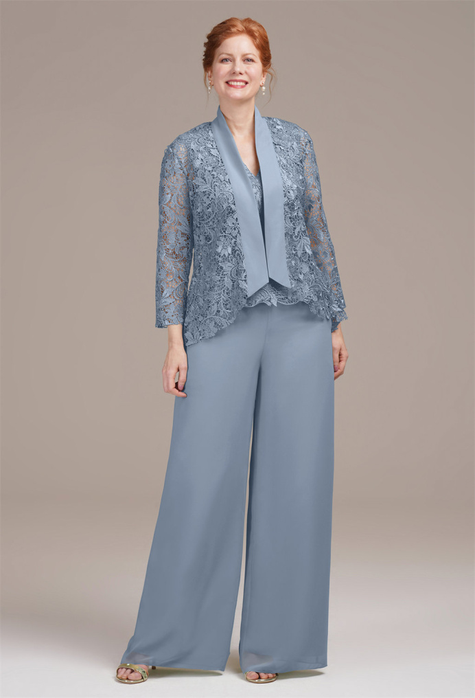 AW Geranium Light Dusty Blue  Pants Mother of the Bride Dresses