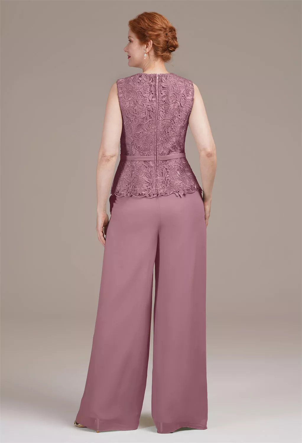 AW Geranium Mauve Mist  Pants Mother of The Bride Dresses With Wraps