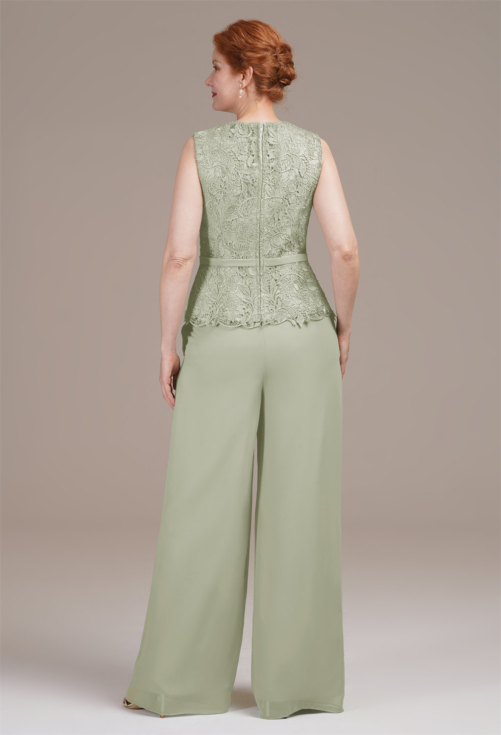 AW Geranium Sage Green  Pants Mother of The Bride Dresses With Wraps