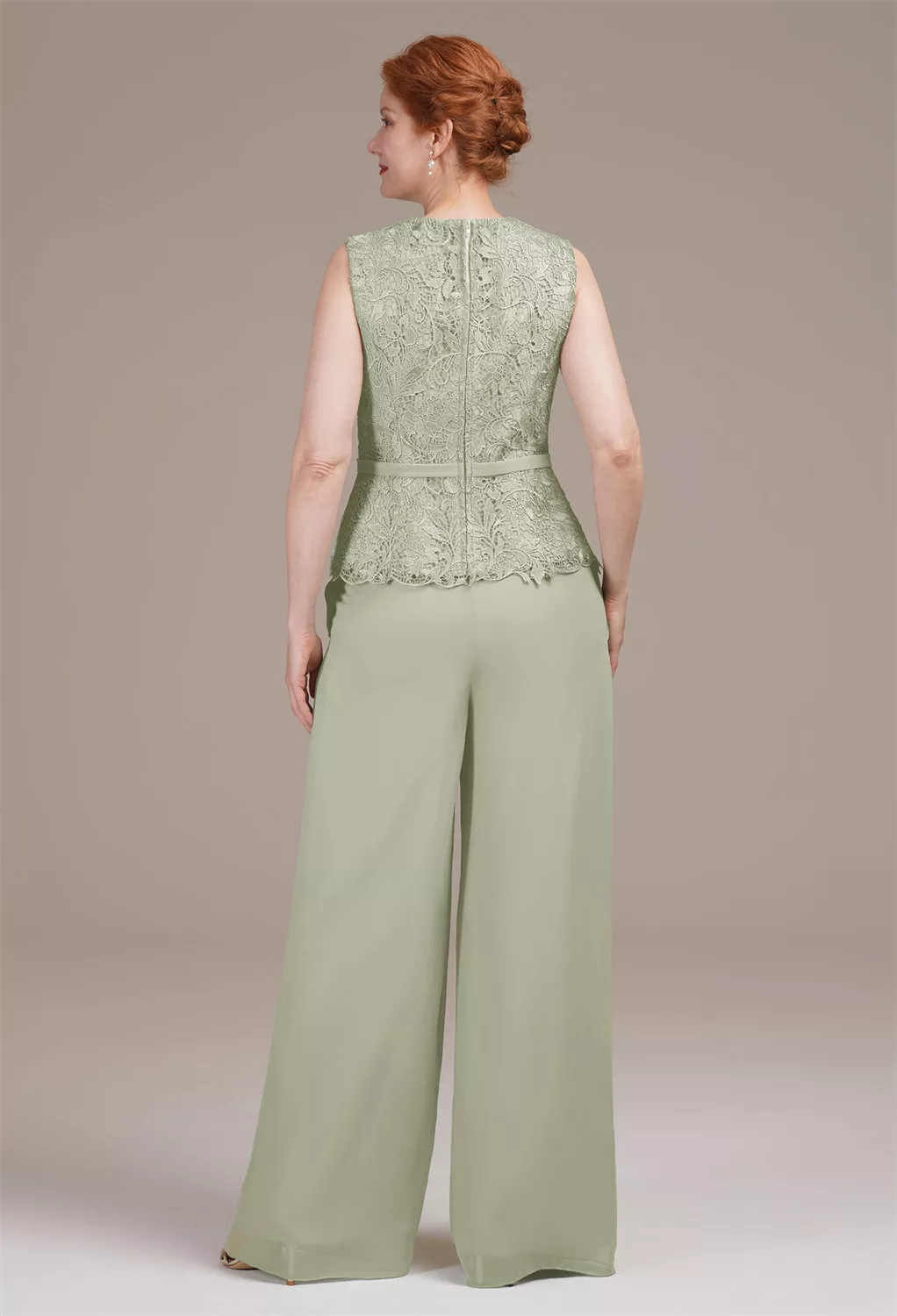 AW Geranium Sage Green  Pants Mother of The Bride Dresses With Wraps
