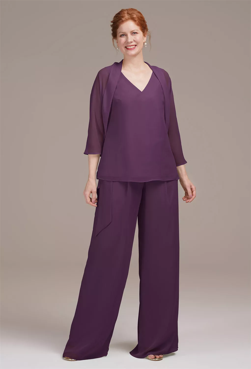 AW Jeremine Grape  Mother of The Bride Dresses With Wraps