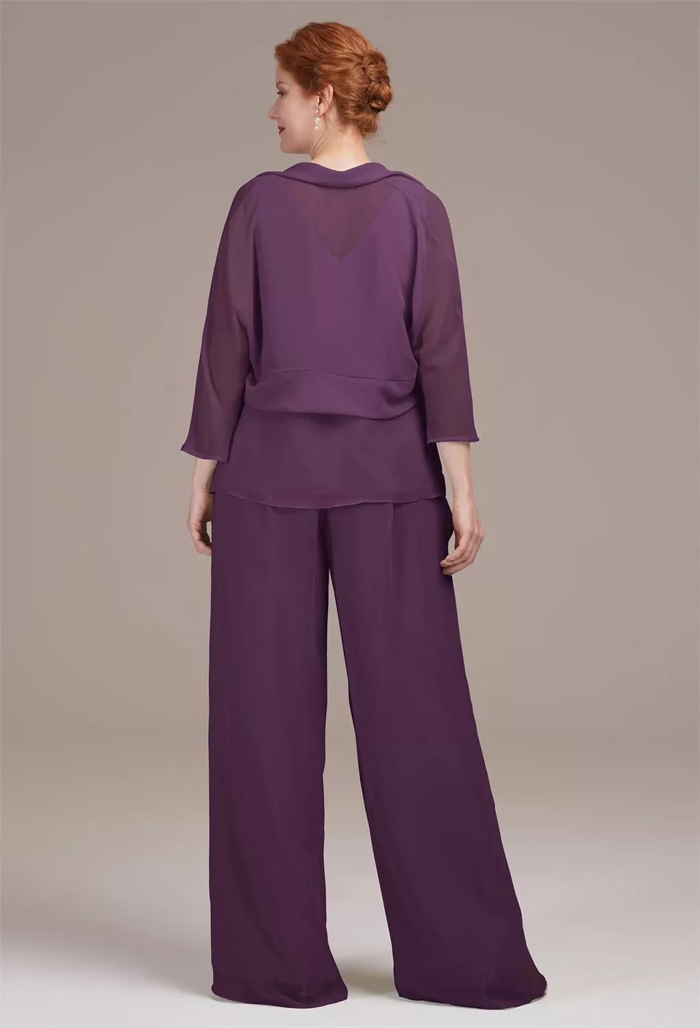 AW Jeremine Grape  Mother of The Bride Dresses With Wraps