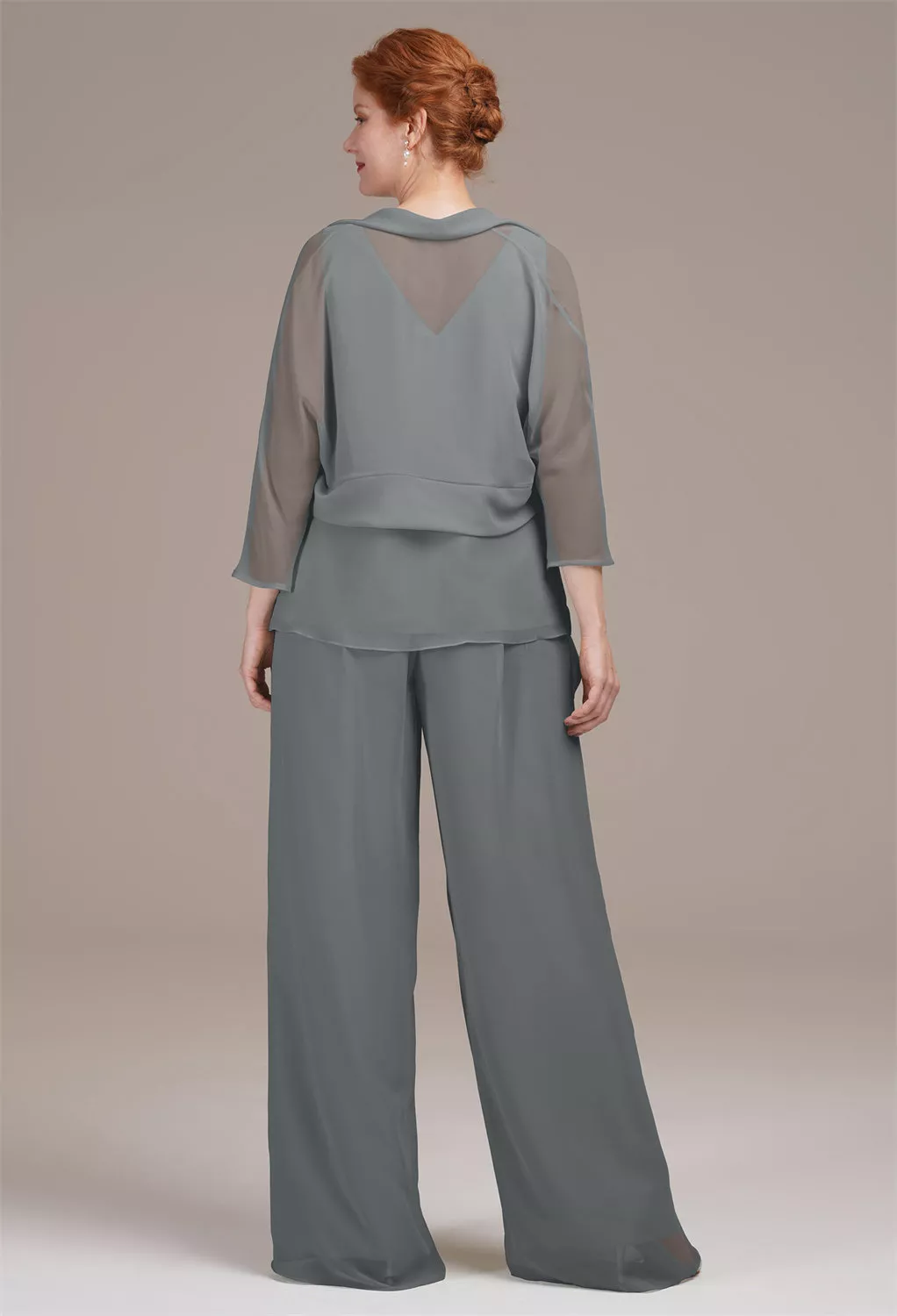 AW Jeremine Steel Gray  Mother of The Bride Dresses With Wraps