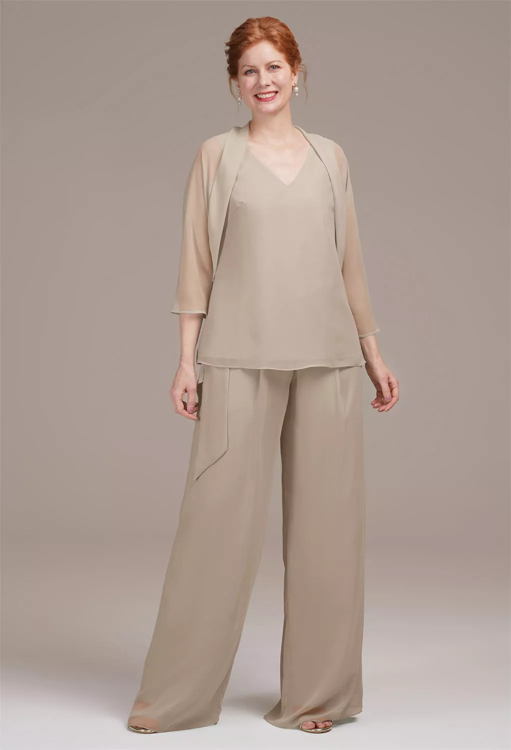 AW Jeremine Taupe  Mother of The Bride Dresses With Wraps