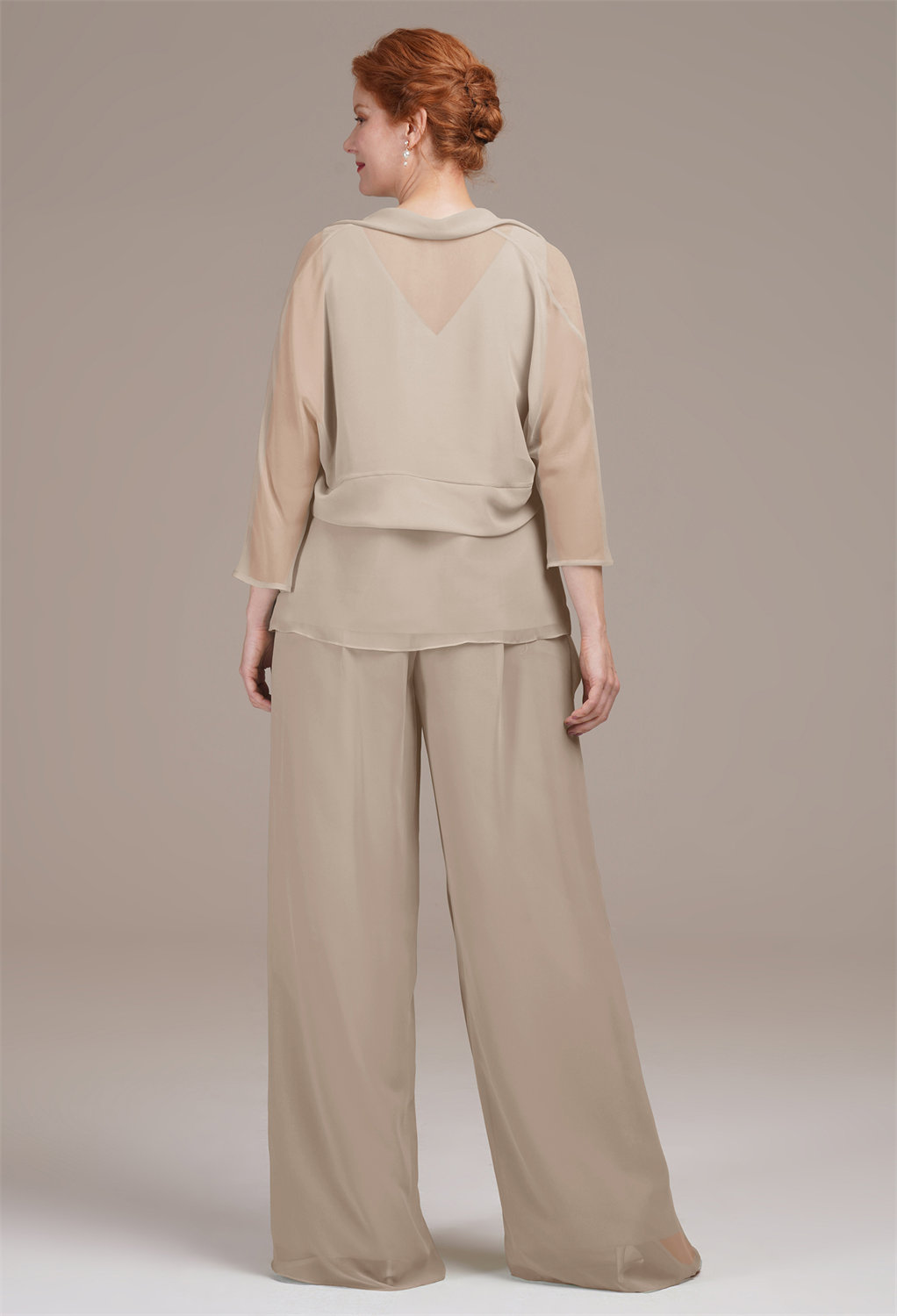 AW Jeremine Taupe  Mother of The Bride Dresses With Wraps