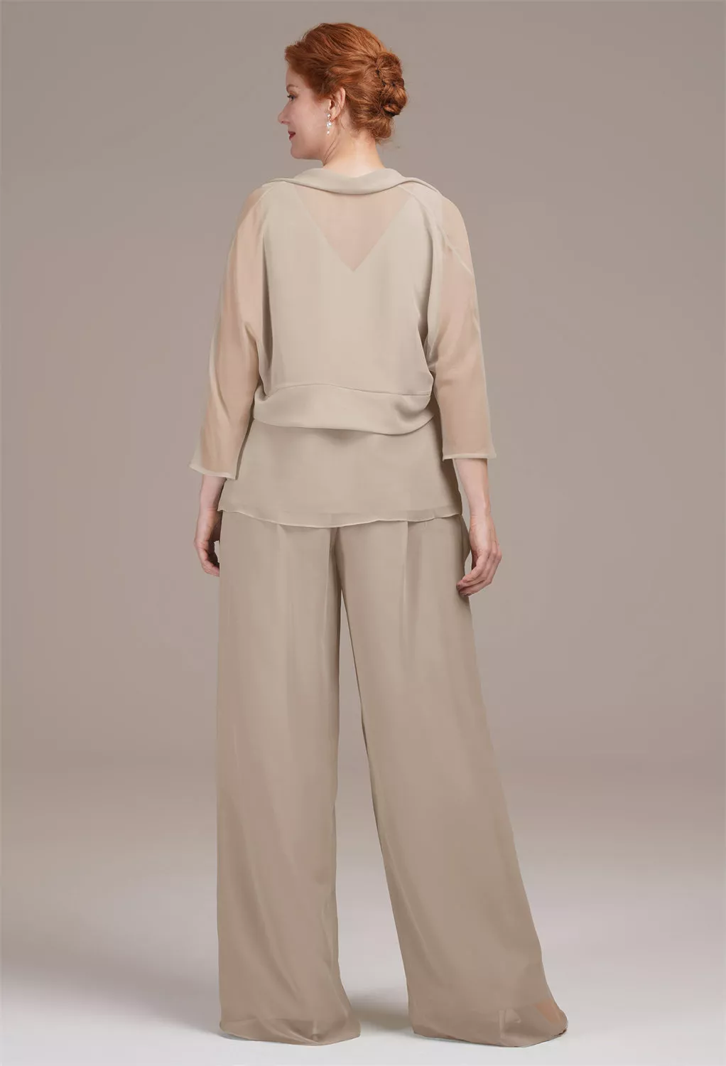 AW Jeremine Taupe  Mother of The Bride Dresses With Wraps
