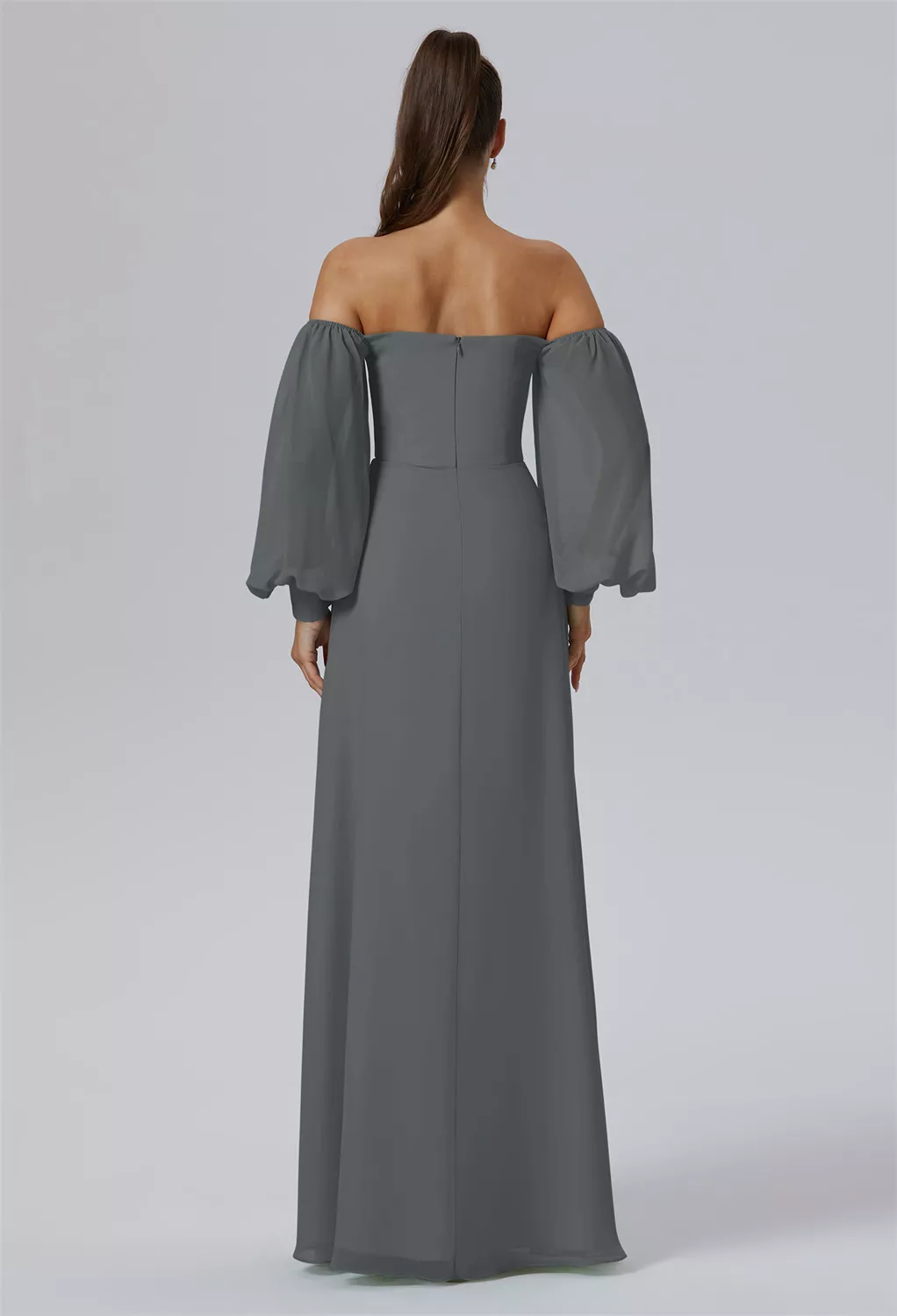 AW Demeter Steel Gray  Long Bridesmaid Dresses