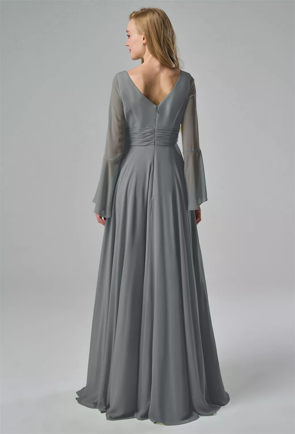 AW Albertine Steel Gray  Long Bridesmaid Dresses