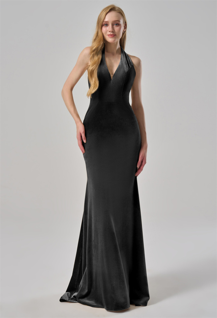 AW Charlie Black  Long Bridesmaid Dresses