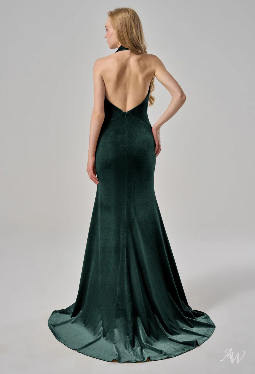 green emerald velvet dress Allegra Forest Green Bridesmaid Dress main image 0