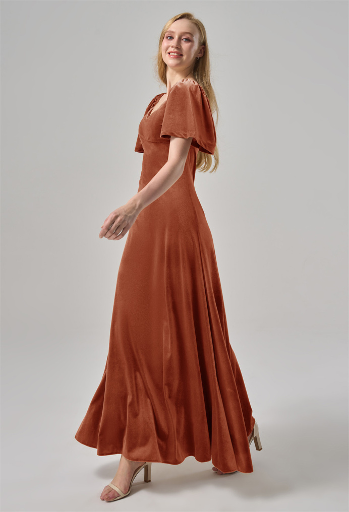 AW Alvera Burnt Orange  Long Bridesmaid Dresses