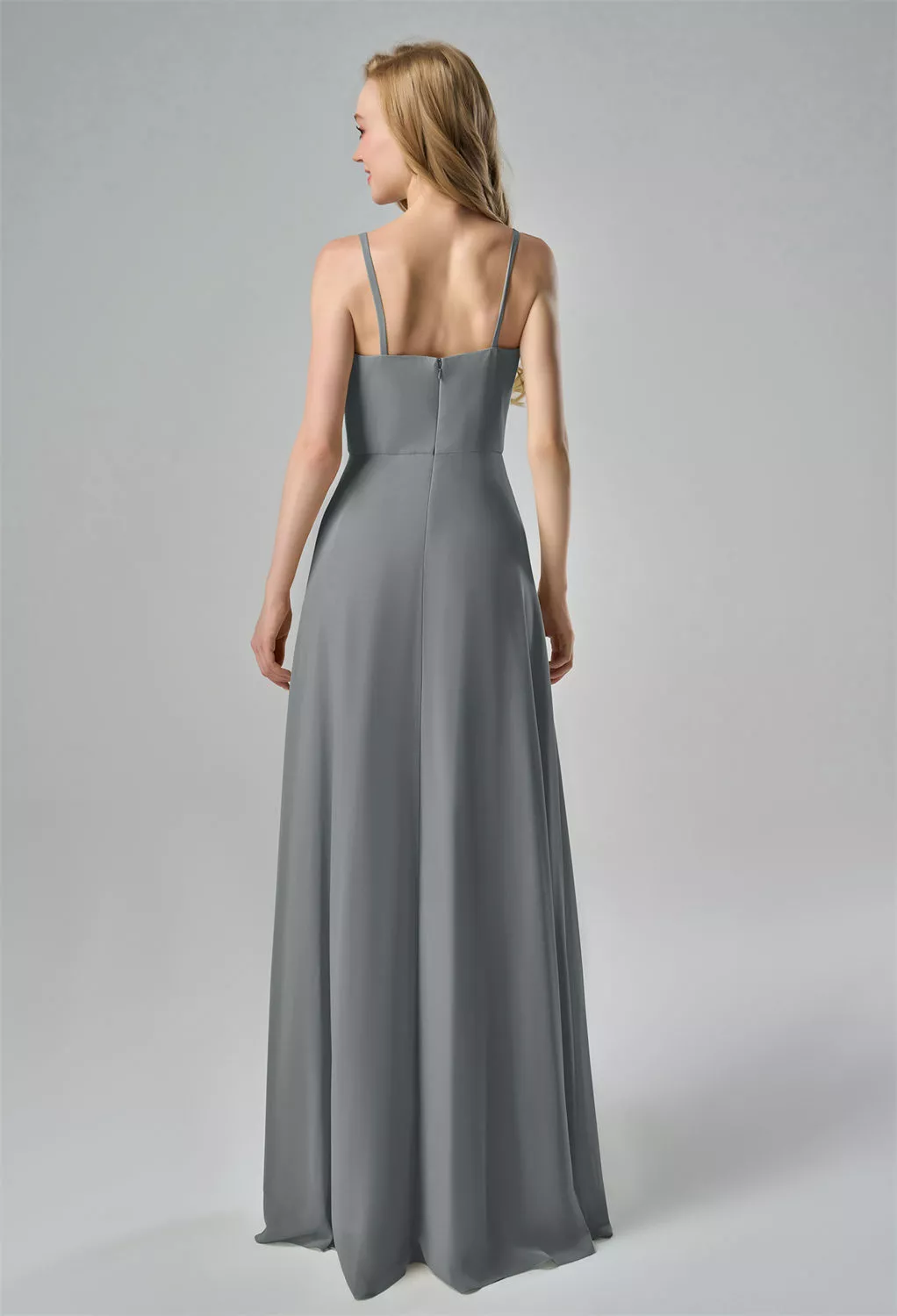 AW Mahnoor Steel Gray  Long Bridesmaid Dresses