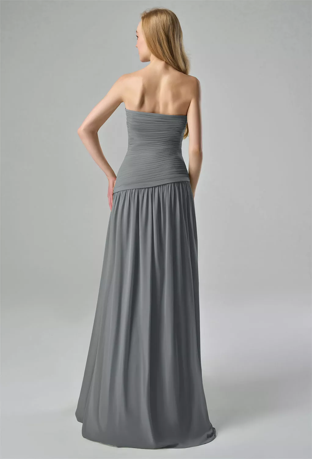 AW Safia Steel Gray  Long Bridesmaid Dresses