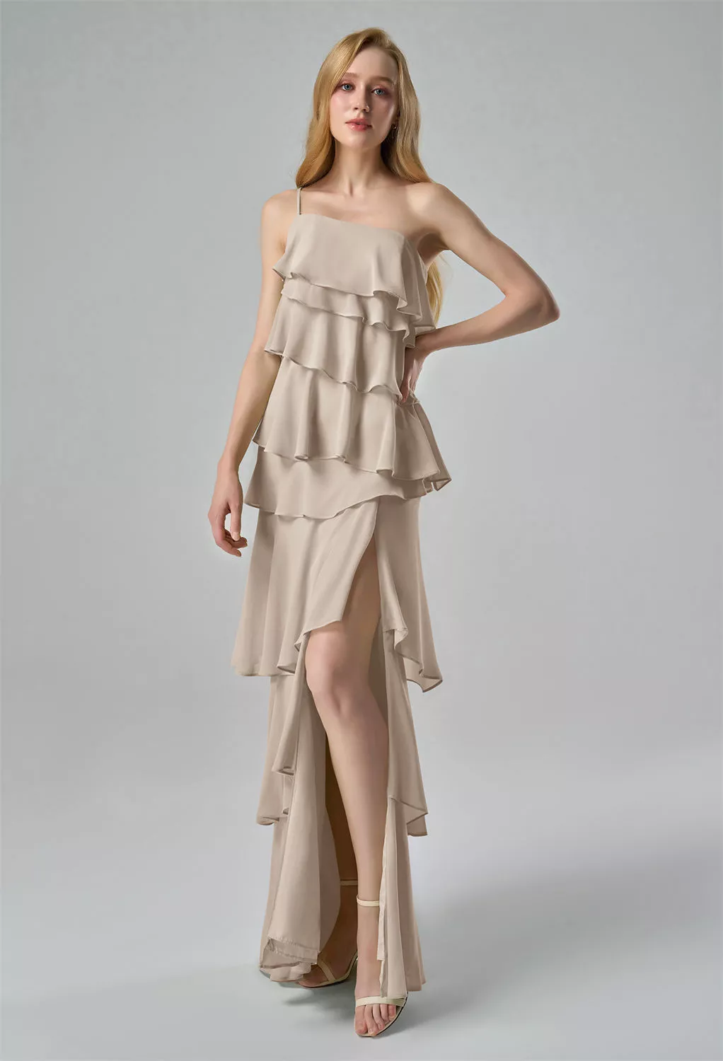 AW Miah Taupe  Cocktail Wedding Guest Dresses