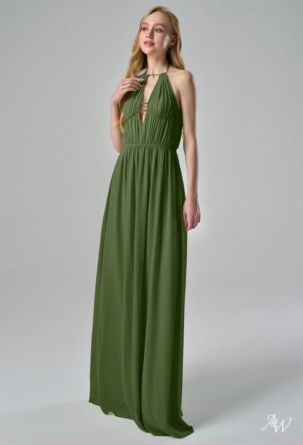 AW Summer Green Olive Bridesmaid Dresses image1