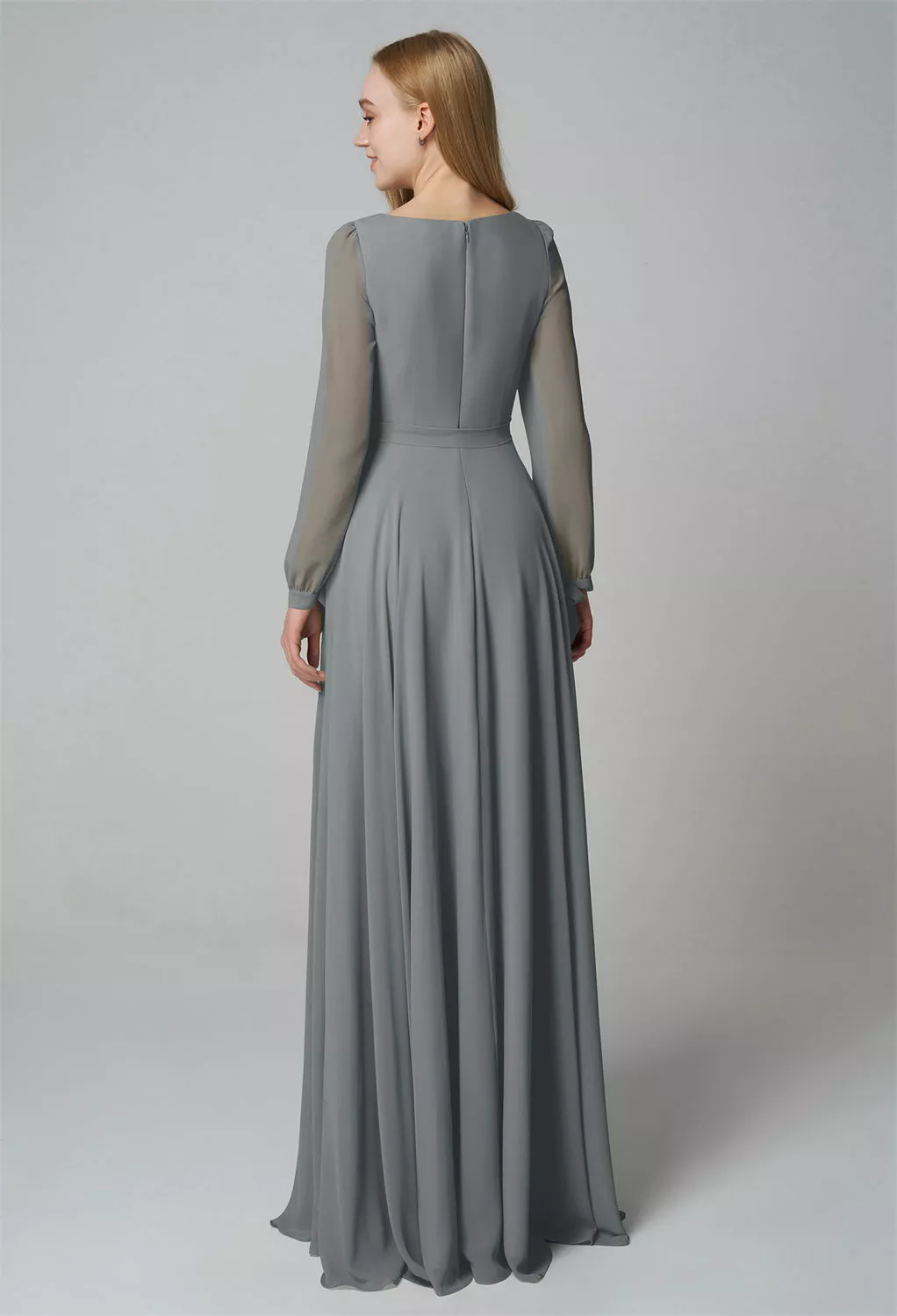 AW Syed Steel Gray  Long Bridesmaid Dresses