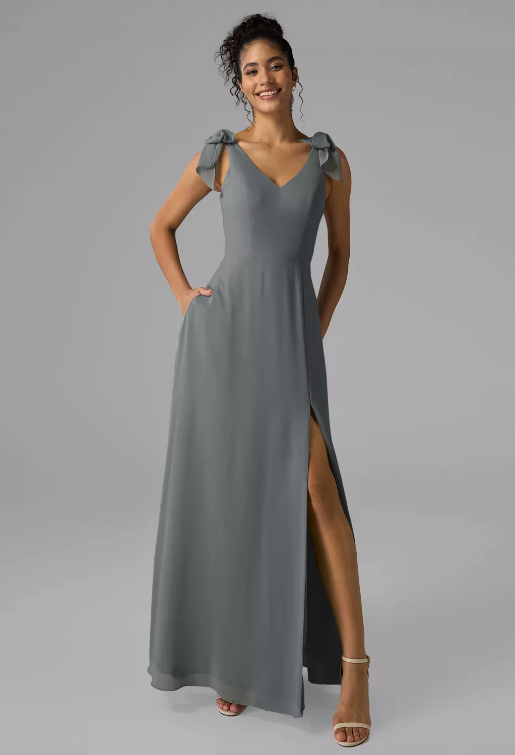 AW Ashleigh Steel Gray  Spring Wedding Guest Dresses