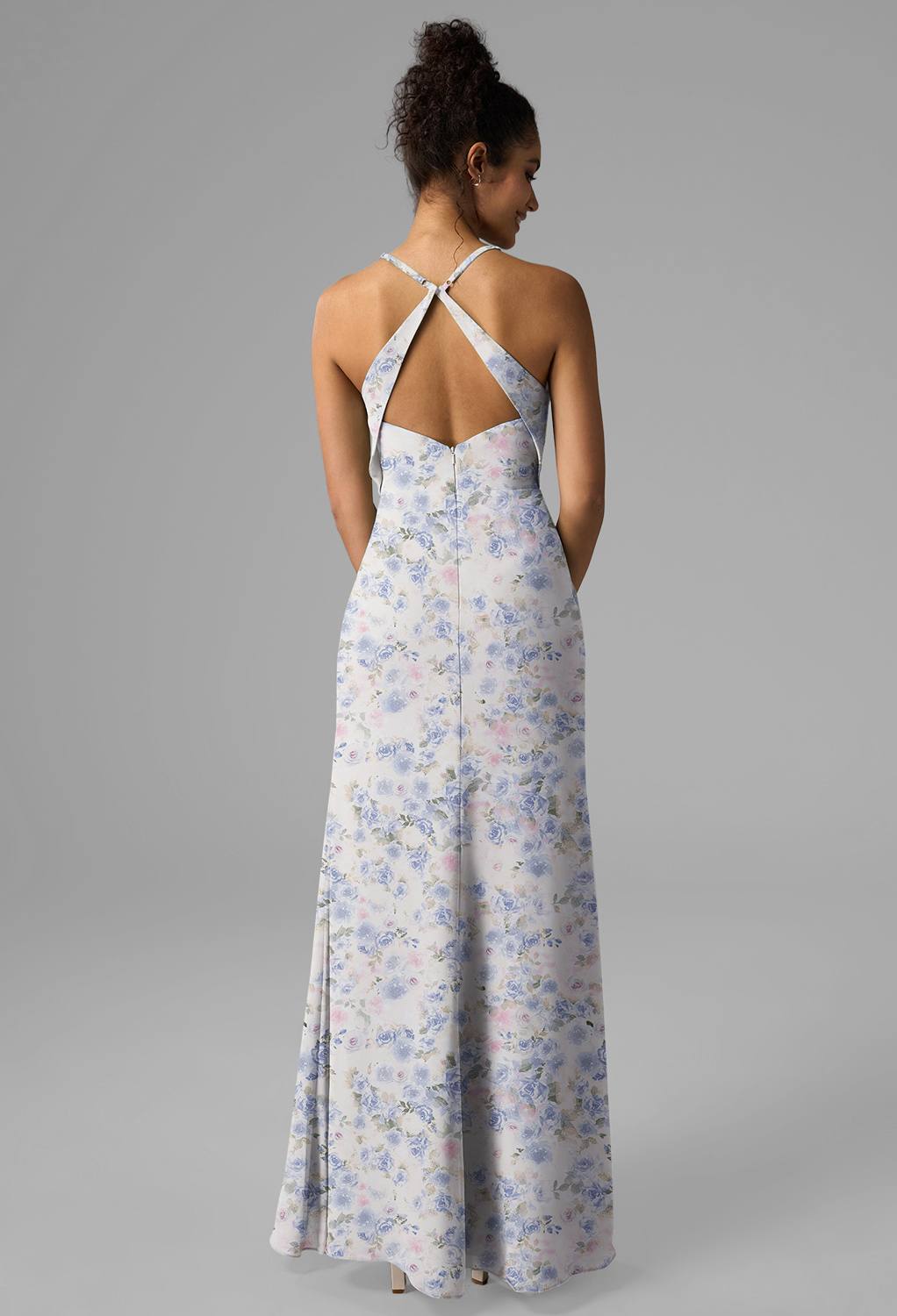 AW Aiza Azure Purple Print  Long Bridesmaid Dresses