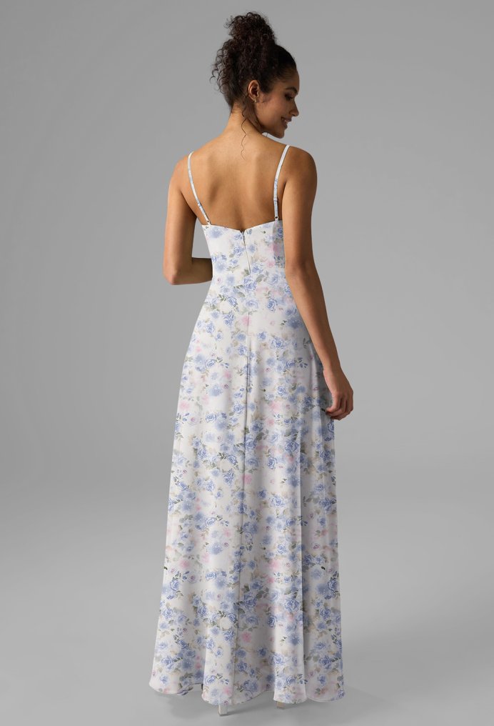 AW Alexandria Azure Purple Print  Long Bridesmaid Dresses
